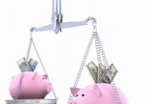 The road to profit is paved with budget discipline piggy banks on a balance scale