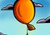 What does it take to succeed in business? Business woman floating away on a balloon